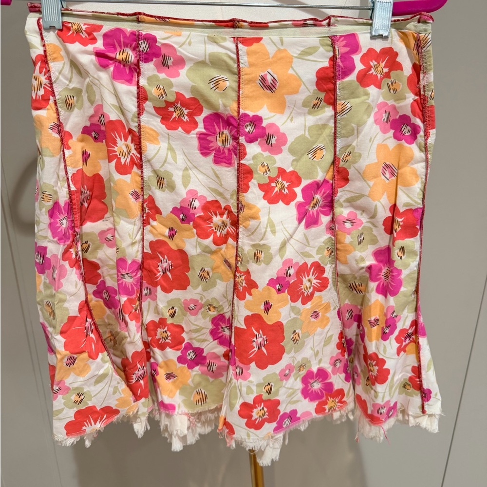Margaret O'Leary Floral Mini Skirt - Pink, Orange, Green